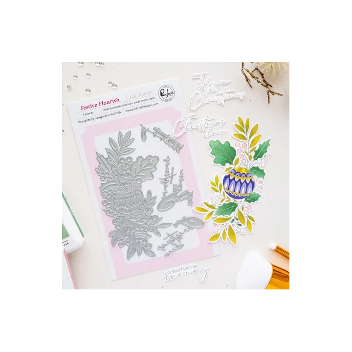 (332226)Pinkfresh Studio Season of Wonder Press Plate Festive Flourish by Inna Moreva