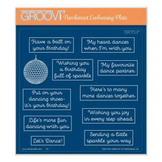 (GRO-WO-42692-03)Groovi Plate A5 The Joy of Dance Sentiments