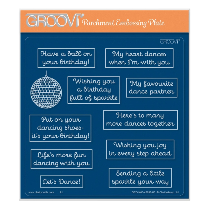 (GRO-WO-42692-03)Groovi Plate A5 The Joy of Dance Sentiments