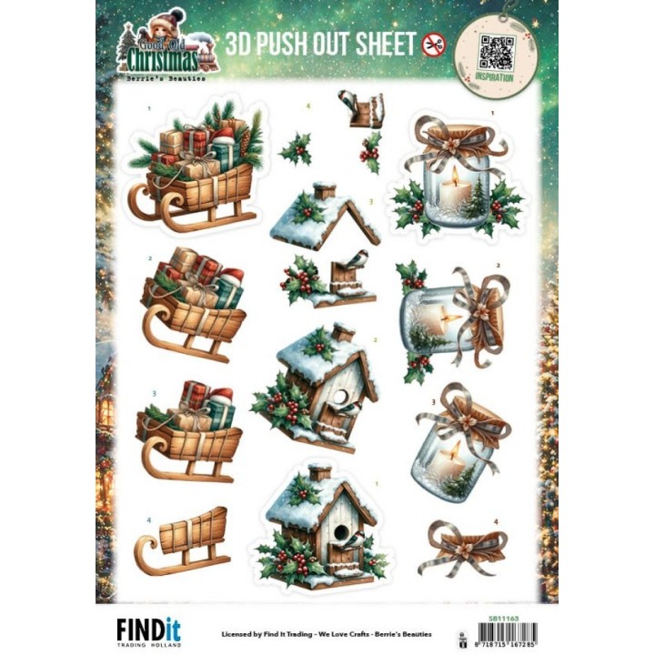 (SB11163)3D Pushout Sheet - Berries Beauties - Good Old Christmas - Variety