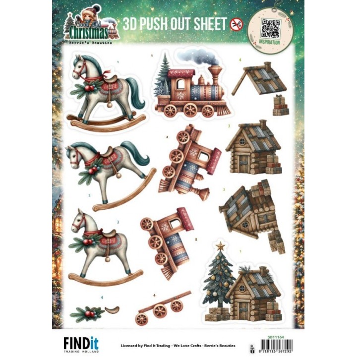 (SB11164)3D Pushout Sheet - Berries Beauties - Good Old Christmas - Christmas Toys