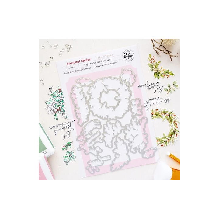 (331426)Pinkfresh Studio Season of Wonder Die Seasonal Sprigs by Dawn Woleslagle
