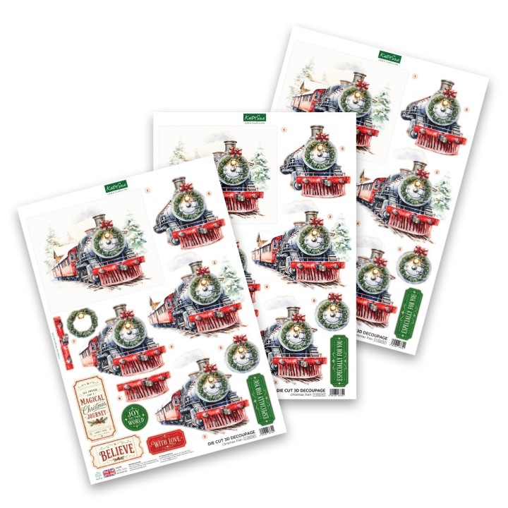 (11-DCD767)Katy Sue Designs  3D pre-decoupe - Christmas Train