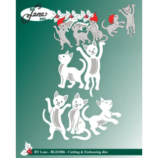 (BLD1886)By Lene Christmas Cats Cutting Dies