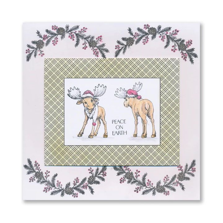 (STA-CH-12438-A6)Barbara's Christmas Animals - Elk A6 Stamp & Mask Set