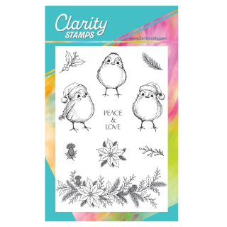 (STA-CH-12441-A6)Barbara's Christmas Animals - Robins A6 Stamp & Mask Set