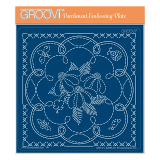 (GRO-FL-42689-26)Groovi Plate Midi Linda's Floral Scallop Octagon Applique