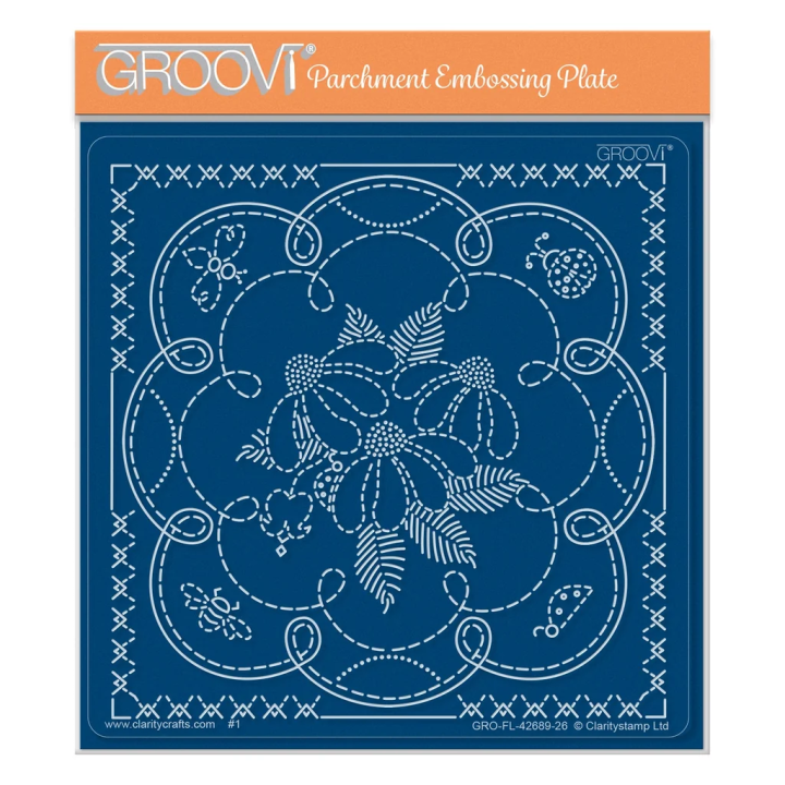 (GRO-FL-42689-26)Groovi Plate Midi Linda's Floral Scallop Octagon Applique