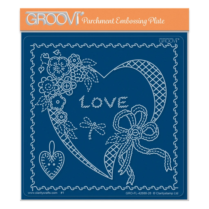 (GRO-FL-42688-26)Groovi Plate Midi Linda's Floral Heart Applique