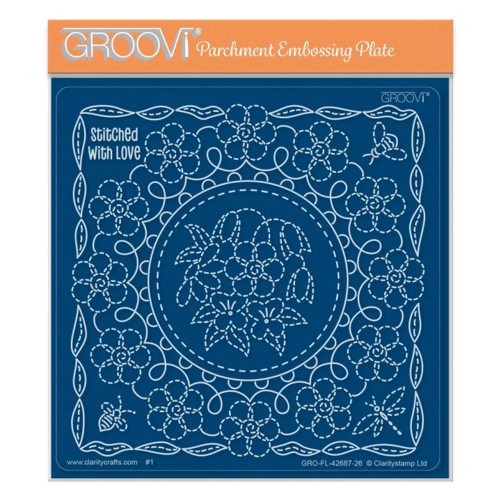 (GRO-FL-42687-26)Groovi Plate Midi Linda's Floral Circle Applique