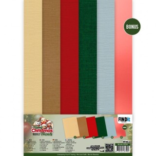 (BB-A4-10044)Linen Cardstock Pack - Berries Beauties - Furry Christmas Friends - A4