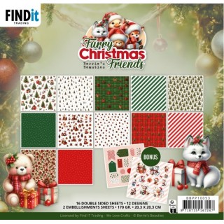 (BBPP10053)Paperpack - Berries Beauties - Furry Christmas Friends 20 x 20 cm