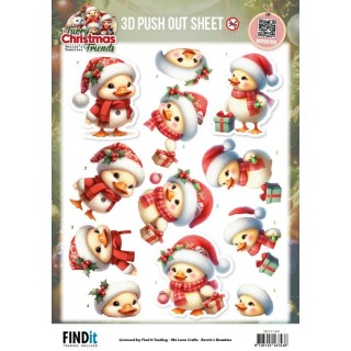 (SB11169)3D Pushout Sheet - Berries Beauties - Furry Christmas Friends - Christmas Funny Duck