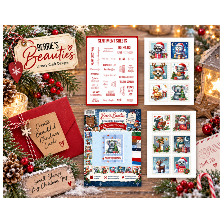 (BBCK10001)Berrie's Beauties - Complete Card Kit - Christmas Stamps Animals