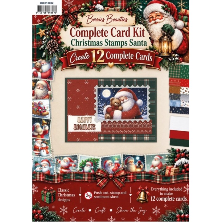 (BBCK10002)Berrie's Beauties - Complete Card Kit - Christmas Stamps Santa