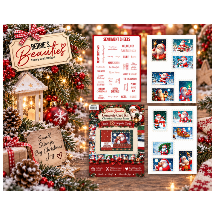 (BBCK10002)Berrie's Beauties - Complete Card Kit - Christmas Stamps Santa