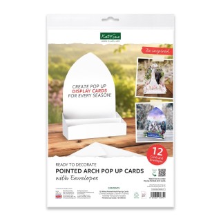 (05-PU06-CW300-12)Katy Sue Designs White Pointed Arch Pop Up Cards