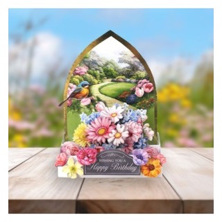 (05-PU06-CW300-12)Katy Sue Designs White Pointed Arch Pop Up Cards