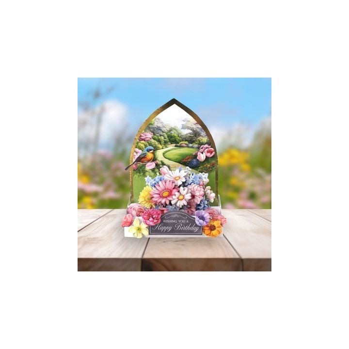 (05-PU06-CW300-12)Katy Sue Designs White Pointed Arch Pop Up Cards