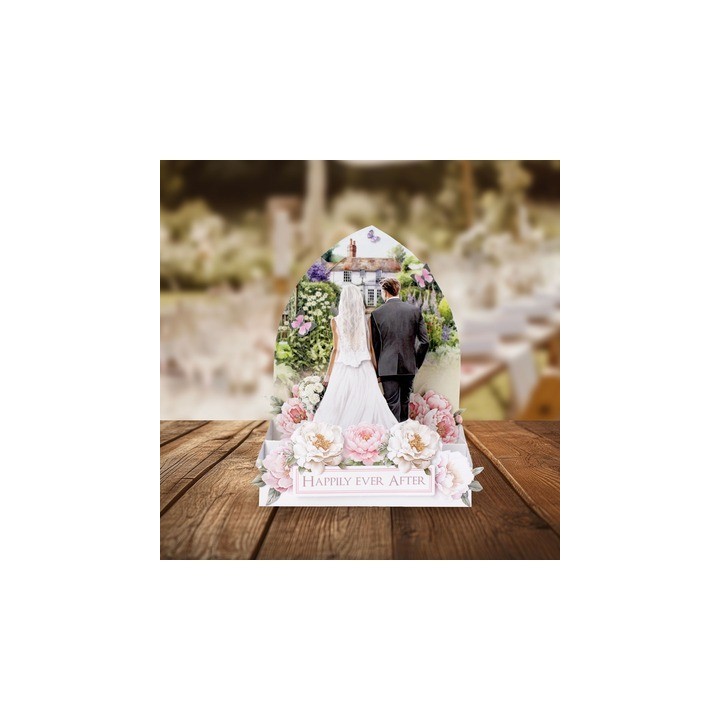 (05-PU06-CW300-12)Katy Sue Designs White Pointed Arch Pop Up Cards