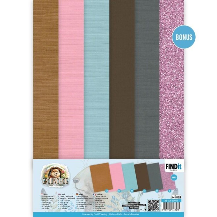 (BB-A4-10045)Linen Cardstock Pack - Berries Beauties - Groundhog - A4