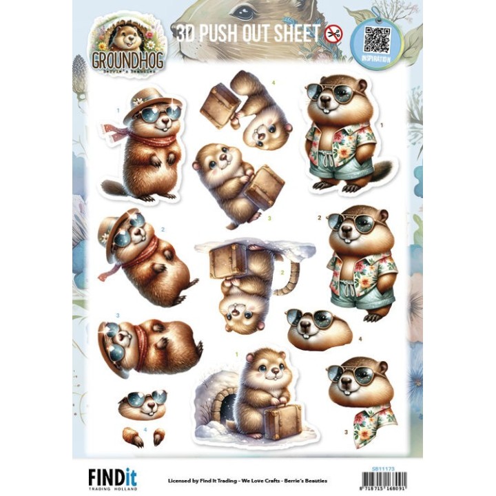 (SB11173)3D Pushout Sheet - Berries Beauties - Groundhog - Holiday Ready