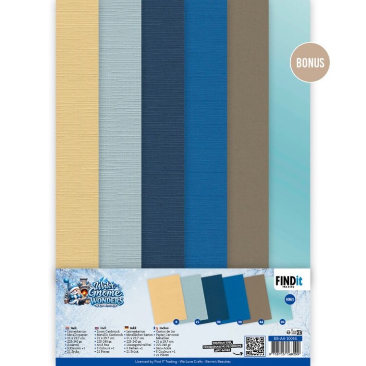 (BB-A4-10046)Linen Cardstock Pack - Berries Beauties - Winter Gnome Wonders - A4