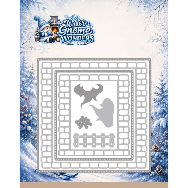 (BBD10142)Dies - Berries Beauties - Winter Gnome Wonders - Fireside Brick Frame