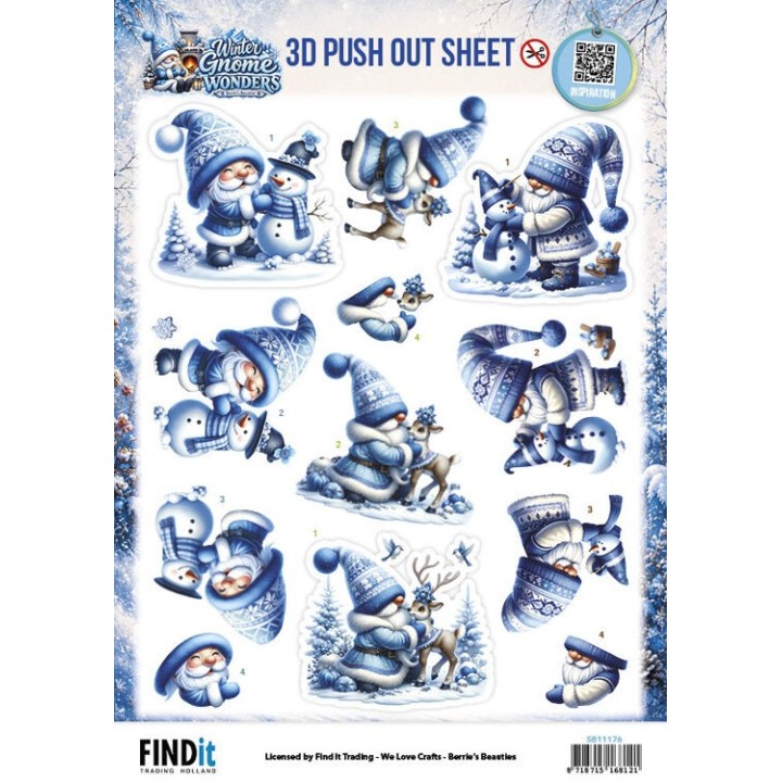 (SB11176)3D Pushout Sheet - Berries Beauties - Winter Gnome Wonders - Frosty Friends