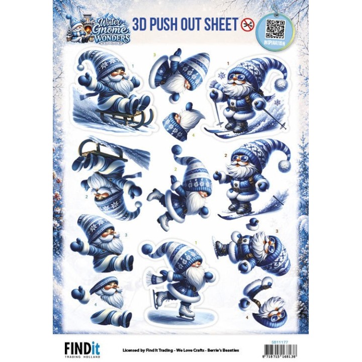 (SB11177)3D Pushout Sheet - Berries Beauties - Winter Gnome Wonders - Winter Fun