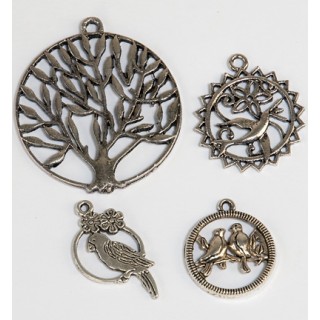 (12248-4804)Breloques - (4) Oiseaux
