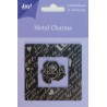 (6350/0100)Metal charms Vierkant + roos