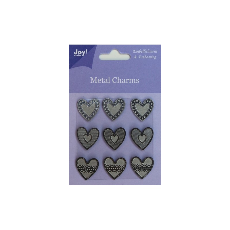 (6350/0104)Metal Charms Coeurs (9pcs)