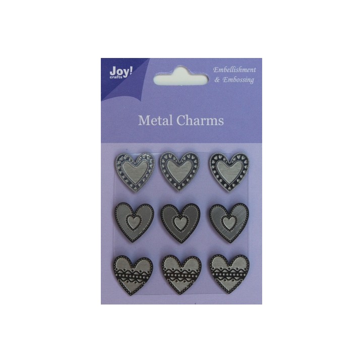 (6350/0104)Metal Charms Hearts (9 pcs)