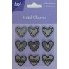 (6350/0104)Metal Charms Hearts (9 pcs)