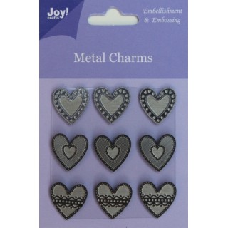 (6350/0104)Metal Charms Herzen (9 st)