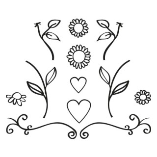 (FG2462)Marianne Design Quilling Clearstamps Flowers & Hearts