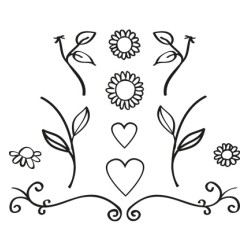 (FG2462)Marianne Design Quilling Clearstamps Flowers & Hearts
