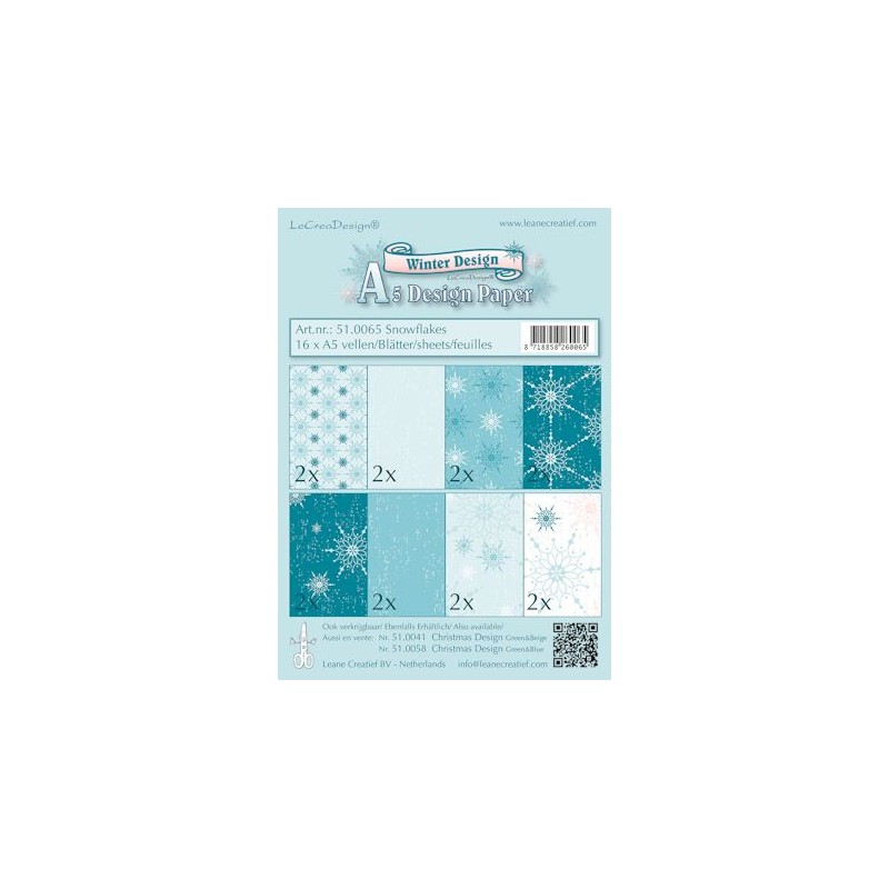 (51.0065)Paperset A5 snowflakes blauw