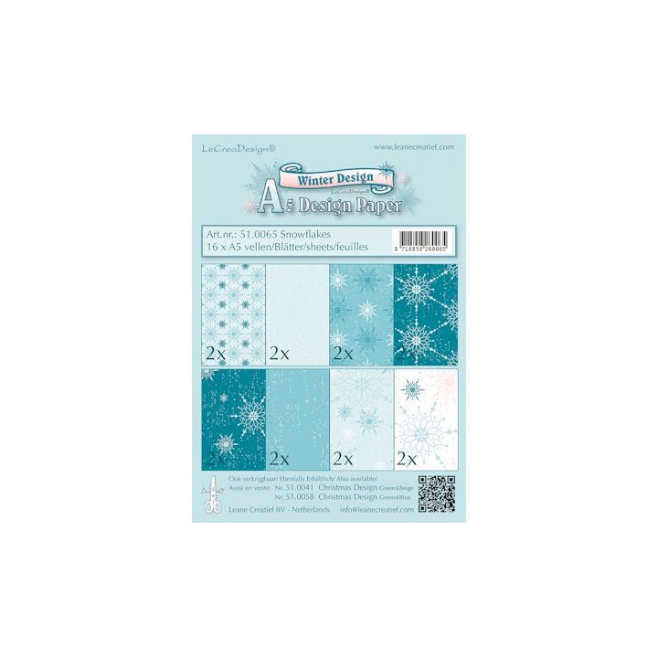 (51.0065)Paperset A5 snowflakes blauw