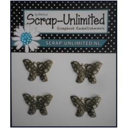 (VB005)Scrap-Unlimited 4 bronzen vlindertjes