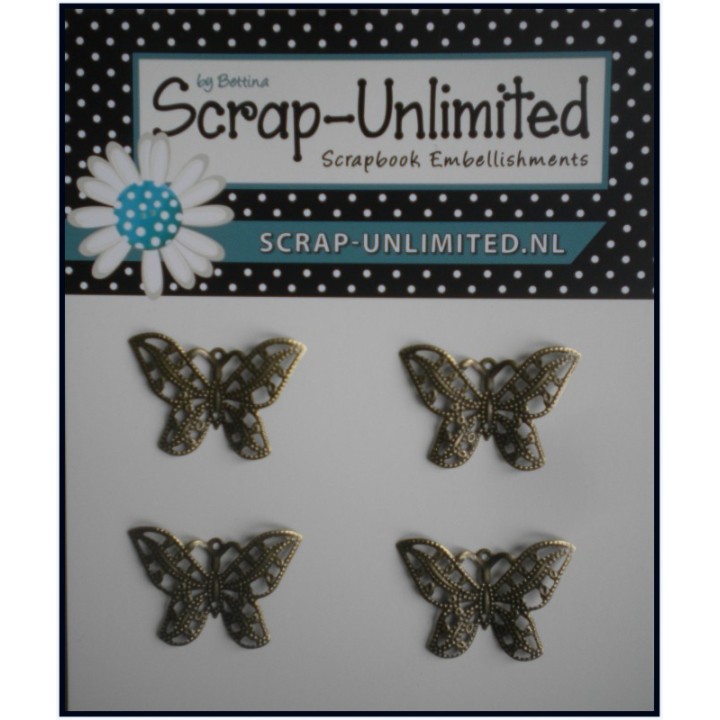 (VB005)Scrap-Unlimited 4 bronzen vlindertjes