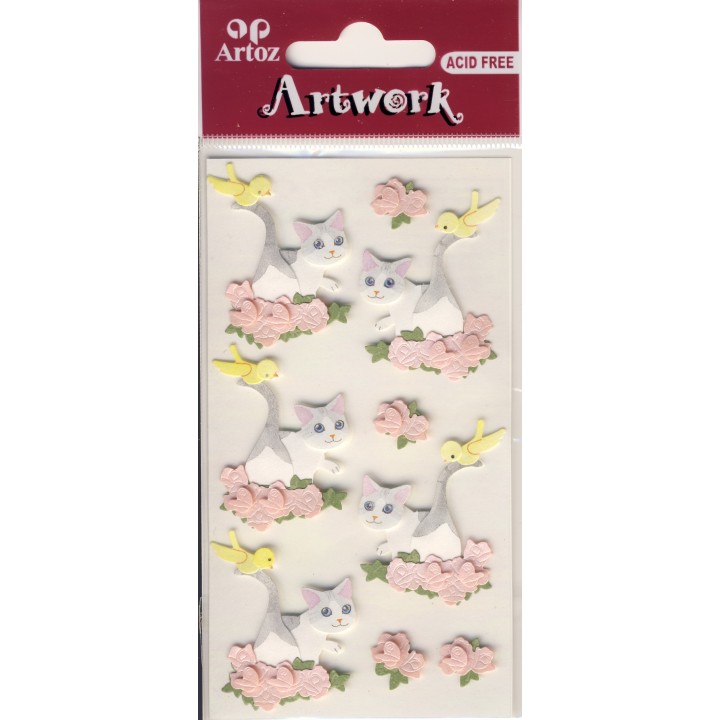 Artwork 185600-36 Katze auf Blumen