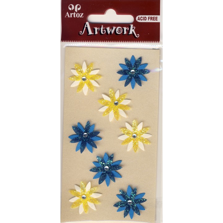 Artwork 185600-48 fleurs bleu et jaune