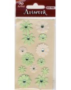 Artwork 185600-45 fleurs vert et blanc