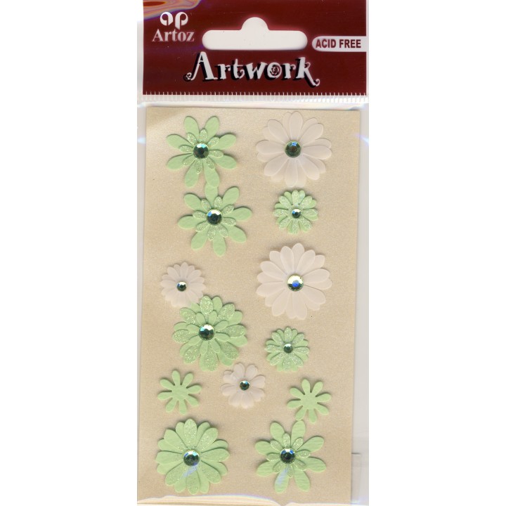 Artwork 185600-45 fleurs vert et blanc