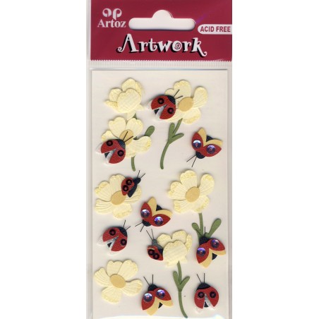 Artwork 185600-42 coccinelle+fleurs jaunes