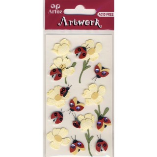 Artwork 185600-42 coccinelle+fleurs jaunes