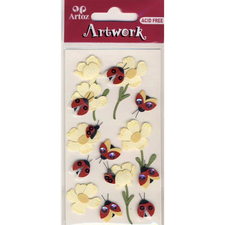 Artwork 185600-42 coccinelle+fleurs jaunes