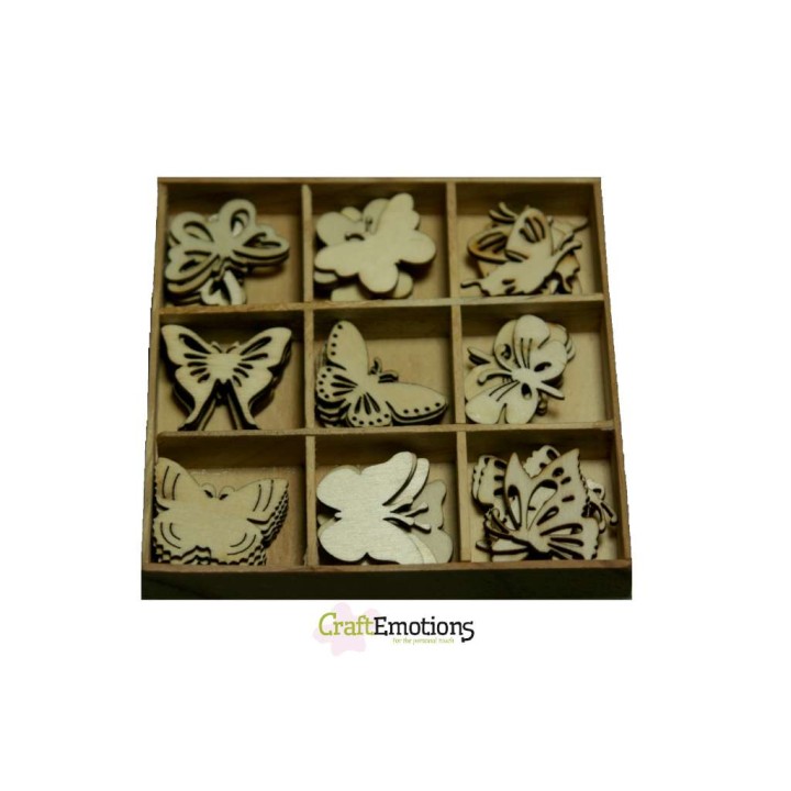 (0101)Botanical butterflies wooden Ornaments